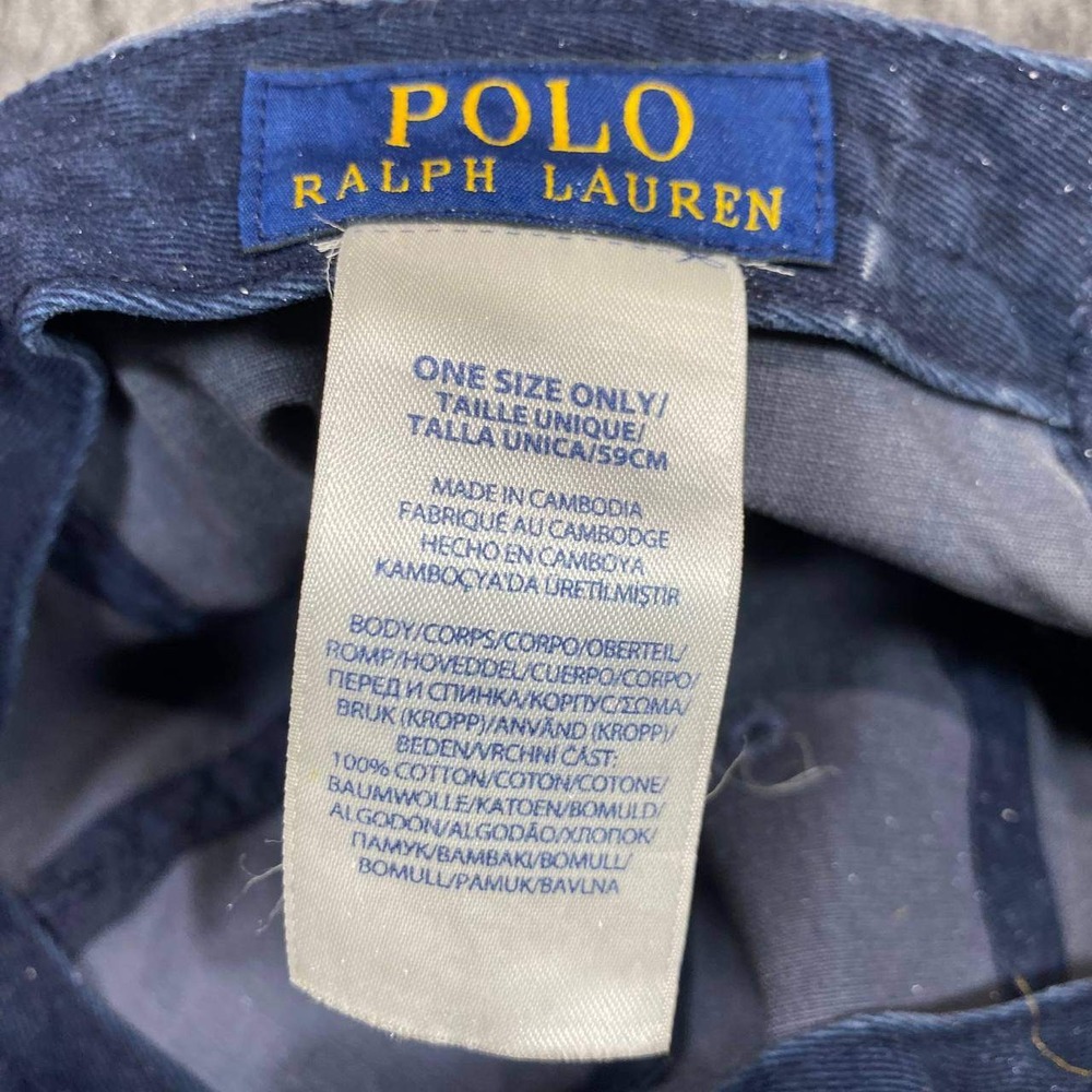 Polo Ralph Lauren Hat Mens One Size Blue Camo Adjustable Cotton Baseball Cap - Picture 7 of 11